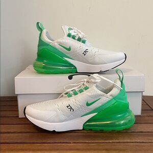 Nike Air Max 270 White/Green Shock USA Women Size 6/UK 3.5/EU 36.5(AH6789-117)